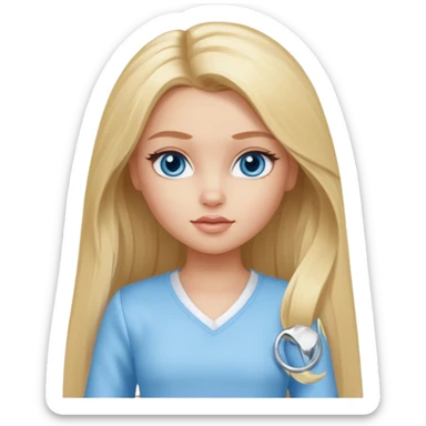 Bratz Cloe Blonde long hair blue eyes, Light blue outfit sticker