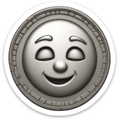 A silver coin that is engraved “100”, tiny, cute, simple, clay sticker