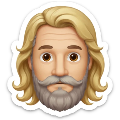 MID AGE MAN WITH LONG BLOND & bROWN WAVY HAIR; AND BROWN & GREY MOUSTACH AND BEARD sticker