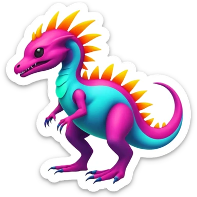 An exotic neon colorful unique bizarre eccentric Fakémon-creature (full body) sticker