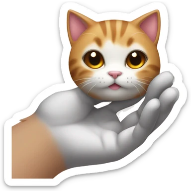 Hand touching a super cute cat, a boop sticker