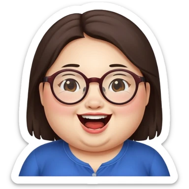 Chubby Laughing Mei mei wearing glasses from turning red sticker