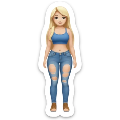 curvy body teen girl huge ass with super short jeans no shirt no bra blonde full body long hair sticker