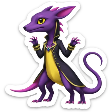 Anthropomorphic Scaley Exotic Salandit-Salazzle-Umbreon-Fakémon-hybrid-creature (full body)  sticker