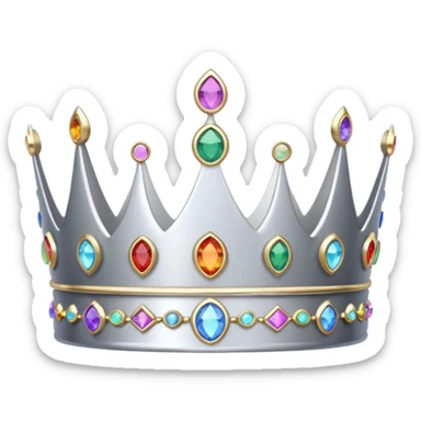 silver feminine dainty crown with rainbow gemstones sticker
