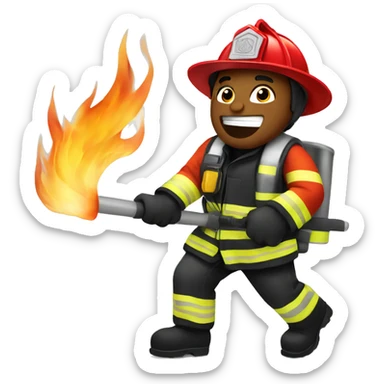 fire fighter fighting a fire sticker