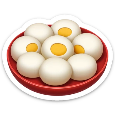 Suzhou sweet glutinous rice balls with filling, simplified emoji style with bold outlines and bright colors, cartoon style Chinese tangyuan dessert sticker