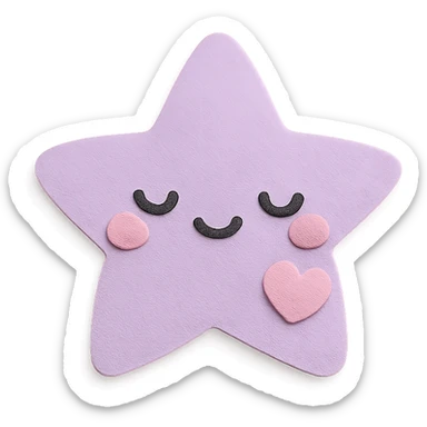 cute pastel purple star with a tiny pastel heart, no limbs, full body, kawaii paper craft style sticker