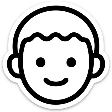 black kid, simple and friendly, outlined icon with no fill sticker