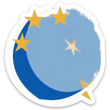 East Turkestan flag, blue with white crescent and star sticker