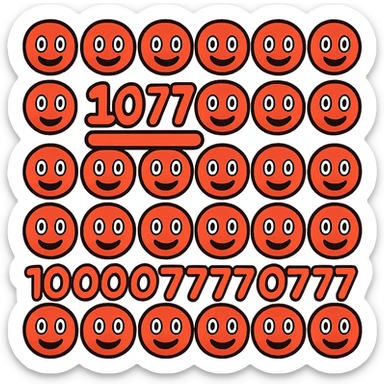 Edit the emoji '107' by changing the font style to something more playful and unique, while keeping the bold, energetic look and red color. Maintain a transparent background. sticker