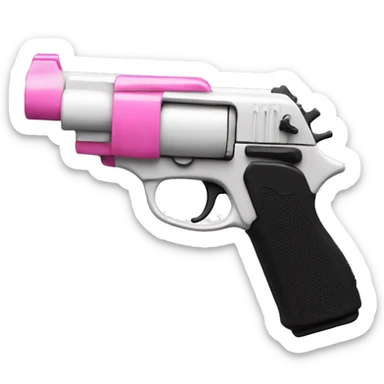 White girl hand with pink nails holding a pink gun sticker