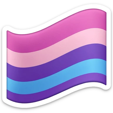 I want a flag, I want the first stripe at the very top of the flag to be pink 🩷. The middle stripe will be the color purple 💜. And finally the bottom stripe will be the color blue 💙. Only those three colors in that exact order. Make the colors more vibrant sticker