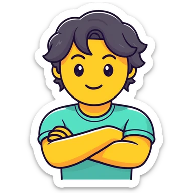 Mad crossing arms emoji with hair sticker