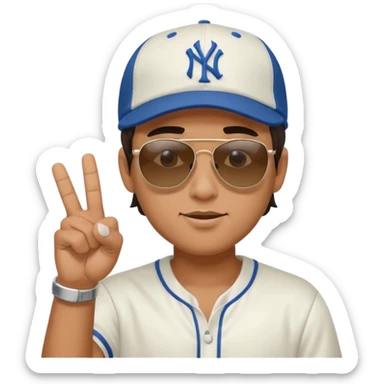 Cool hip guy with NY baseball cap and sunglasses doing the middle finger sticker
