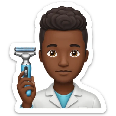 black hairdresser man with shaving machine sticker