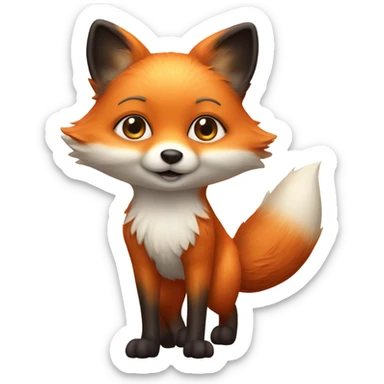 photorealistic detailled kawaii fox full body sticker