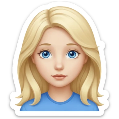 A pale girl with blue eyes and blonde and long slightly wavy hair  sticker