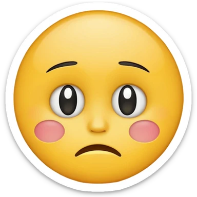 round yellow cartoon face with small frown and teary eyes, minimalist vector style, flat color, emoji design, white background sticker