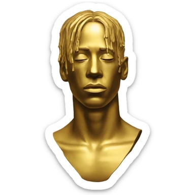 Golden ancient head sculpture  travis scott head sticker