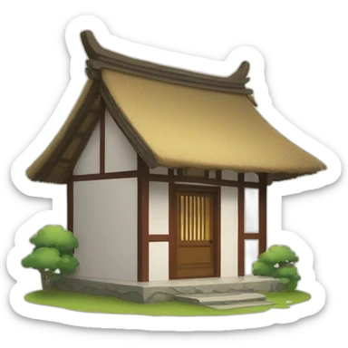 a simple house with a thatched roof in the Chinese style sticker