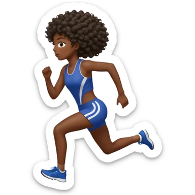 Treino de corrida mulher morena de cabelos cacheados caindo nas costas sticker