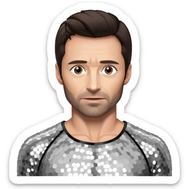 Hugh Jackman with Dark Brown Hair, Silver Sequin Outfit sticker