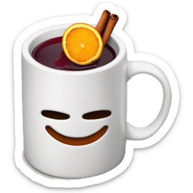 A Christmas mug of hot mulled wine, steaming with cinnamon and an orange slice. sticker