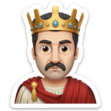 evil ancient greek king with toga ugly big nose moody sticker