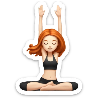 White girl redhead in a yoga position  sticker