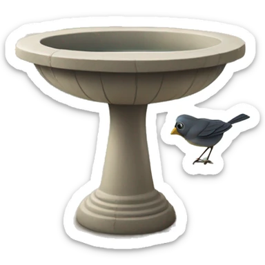 Cottage core bird bath with a small bird in courtyard  sticker
