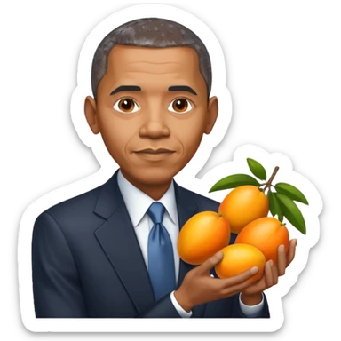 Barack obama holding orange mangoes sticker