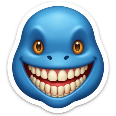 Un mostro blu con una bocca gdande e denti appuntiti sticker