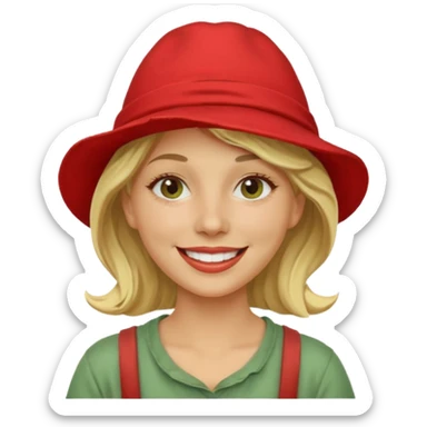 messy green clay mask and red tourist hat blond woman sticker