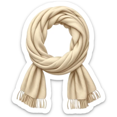 cute soft-matte emoji of an isolated ivory scarf with thick cable-knit patterns, no person, no face, not worn, folded shape, plush cozy texture, light beige accents, warm soft shading sticker