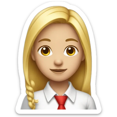 girl wearing a white polo and red necktie sticker
