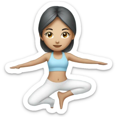 Asian girl doing yoga with light blue outfit sticker