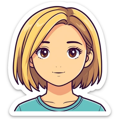 brunette girl with lots of blonde highlights and hazel eyes sticker