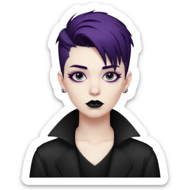 goth nonbinary person with cool masculine haircut sticker