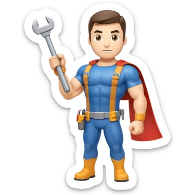 HVAC repairman superhero action figure sticker