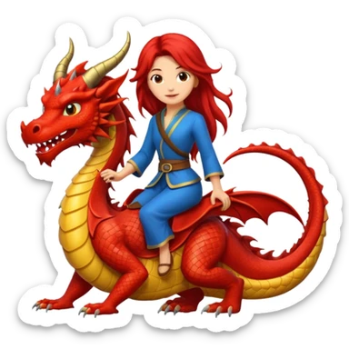  long hair woman on the dragon sticker