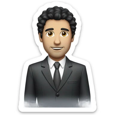 caucasian businessman black fluffy straight hair sticker