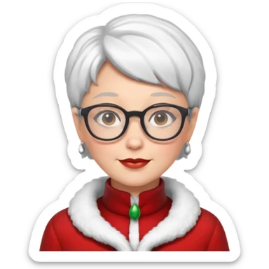 female Santa Claus with glasses whith short hair sticker