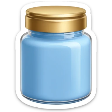 ultra realistic jar of acrylic powder blue with gold lid sticker