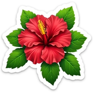 Realistic, detailed, 3D rending, Vibrant Hibiscus HIbiscus rosa-sinensis sticker