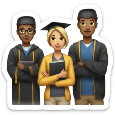 students with one women and one men wearing academic caps sticker