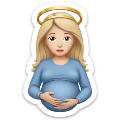A serene biblical illustration of the mary when pregnant sticker