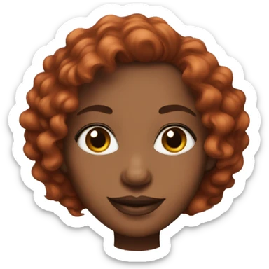 smiling dark-skinned woman with full lips,shoulder length curly red hair, long eye lashes, almond shaped eyes sticker