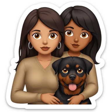 Latina with long dark brown hair and her Rottweiler dog sticker