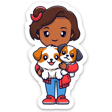 dark-skinned woman holding a Shih Tzu dog sticker